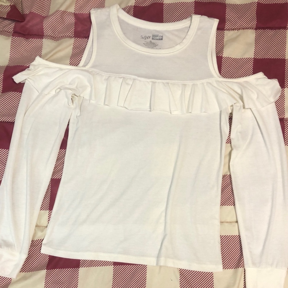 Super soft sexy long sleeve blouse with ruffles